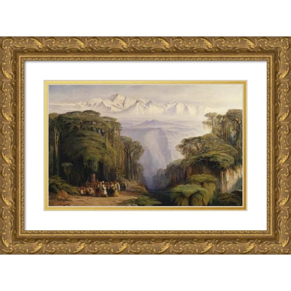 Edward Lear 24x17 Gold Ornate Framed and Double Matted Museum Art Print Titled - Kangchenjunga from Darjeeling
