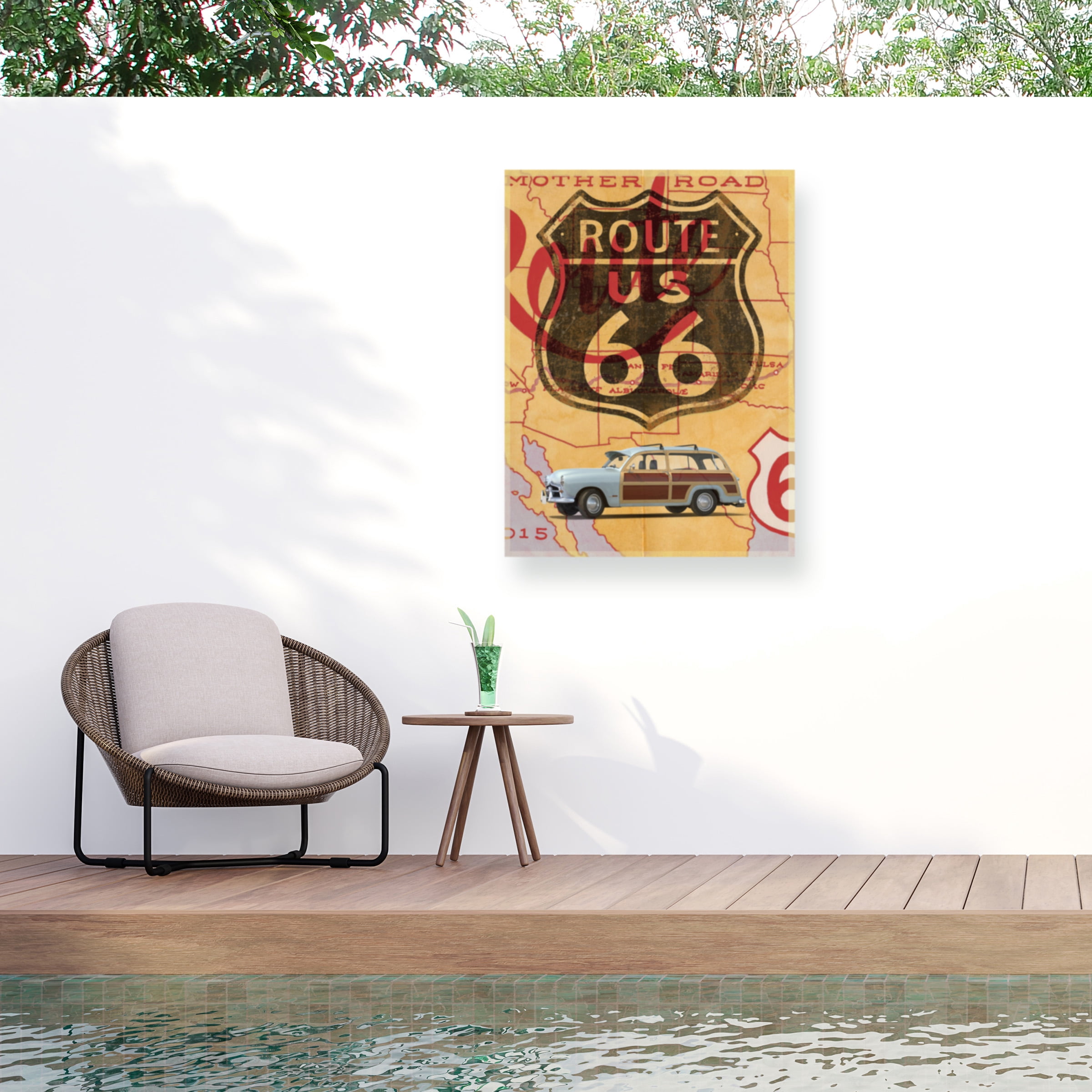 Edward M. Fielding 'Route 66 Vintage Postcard' Outdoor Canvas