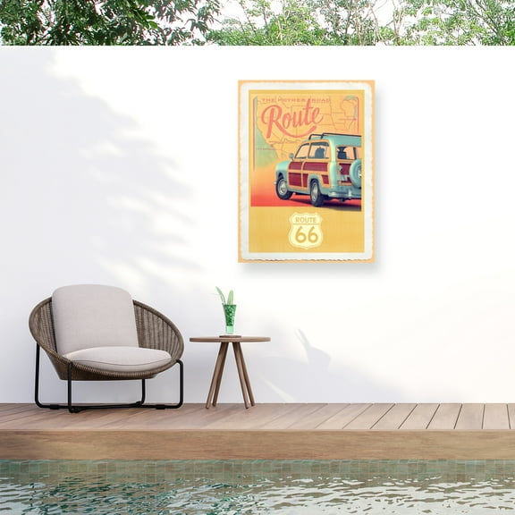 Edward M. Fielding 'Route 66 Vintage Travel' Outdoor Canvas