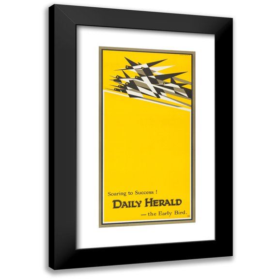 Edward McKnight Kauffer 11x18 Black Modern Framed Museum Art Print Titled - Soaring to Success, the Early Bird (1918)