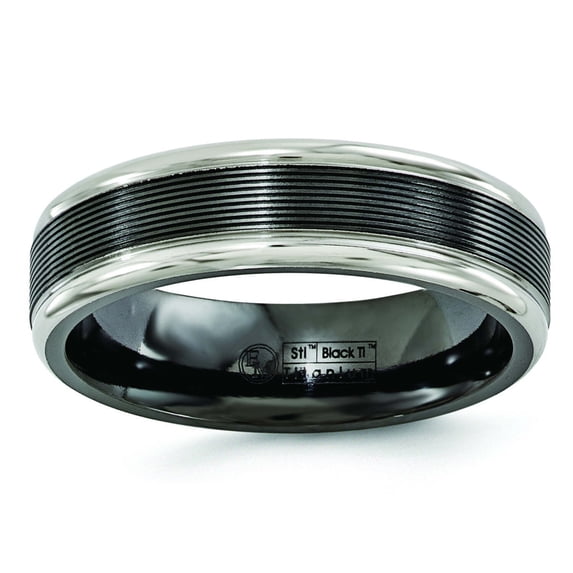 Edward Mirell Black TI -Traction Finish w/Polished Edge6.5mm Band EMR119