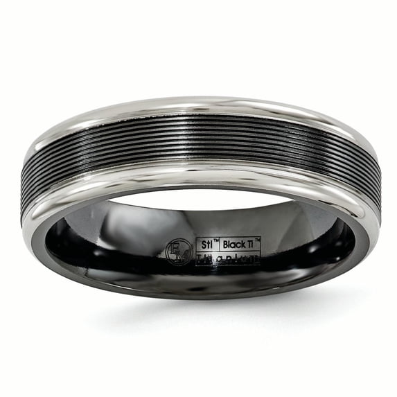 Edward Mirell Black TI -Traction Finish w/Polished Edge6.5mm Band
