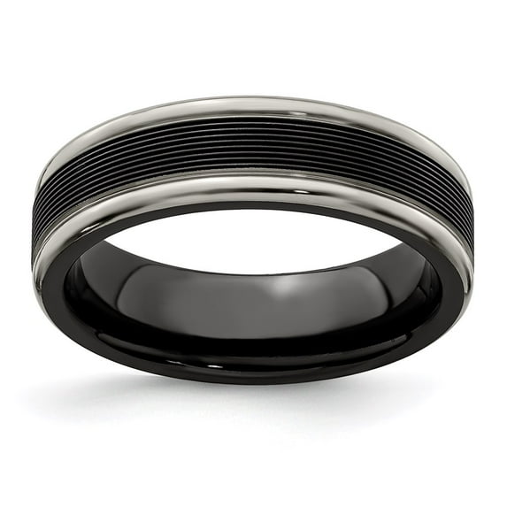 Edward Mirell Black TI -Traction Finish w/Polished Edge6.5mm Band
