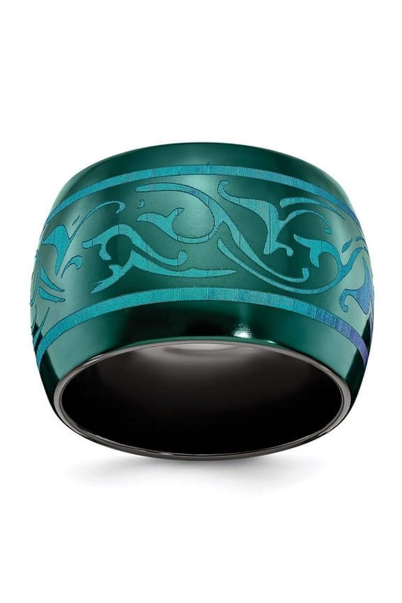Edward Mirell Black Ti Anodized Teal Domed 16mm Band