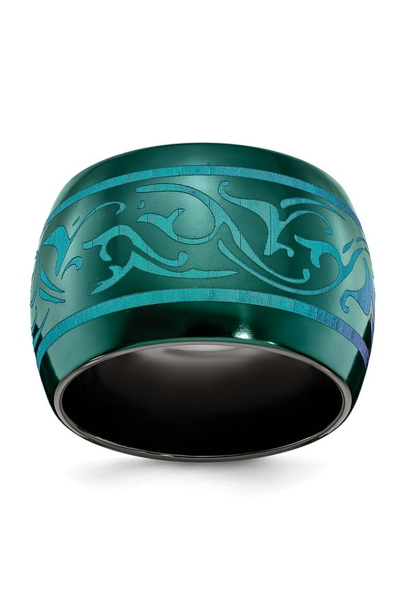 Black Ti Anodized Teal Domed Band
