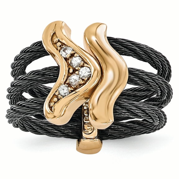 Edward Mirell Black Ti & Bronze Cable White Sapphire Cable Flexible Ring