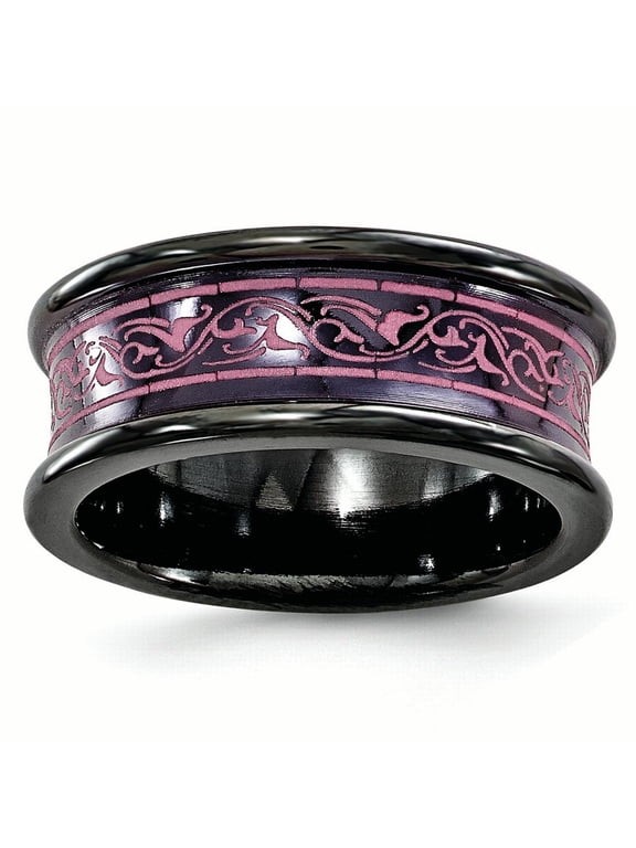 Edward Mirell Black Ti Concave Anodized Pink 8mm Band EMR244