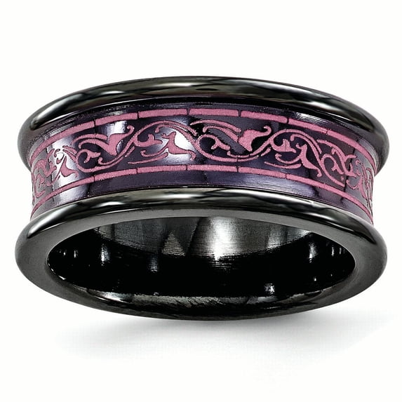 Edward Mirell Black Ti Concave Anodized Pink 8mm Band Size 8