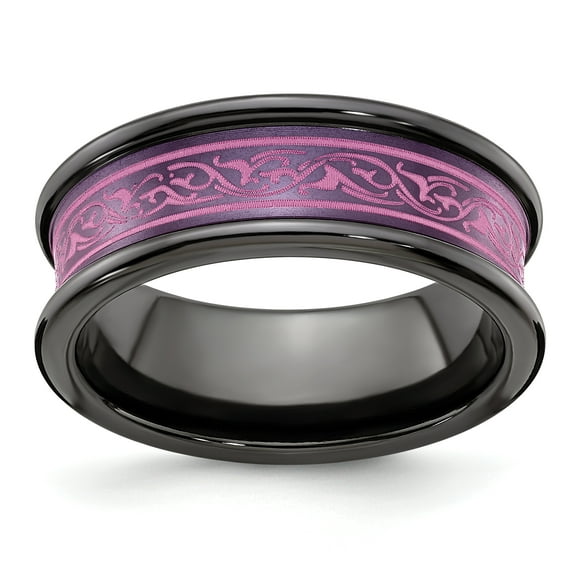 Edward Mirell Black Ti Concave Anodized Pink 8mm Band