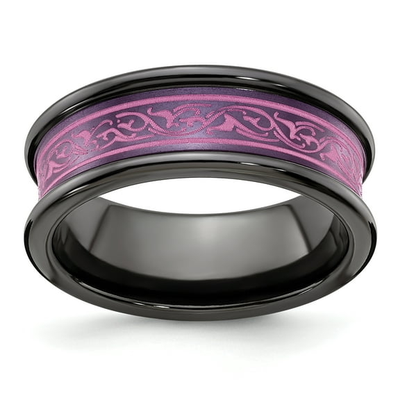 Edward Mirell Black Ti Concave Anodized Pink 8mm Band