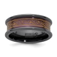 thumbnail image 1 of Edward Mirell Black Ti Copper-tone Anodized with Laser Pattern 8mm Concave Band, 1 of 5