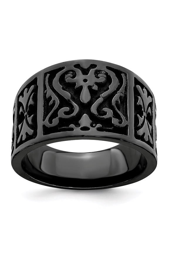 Edward Mirell Black Ti Flat Casted Design 14mm Ring
