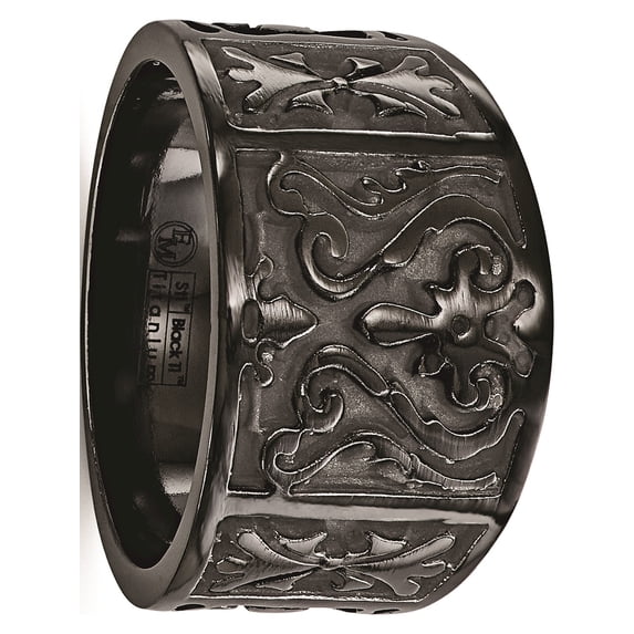 Edward Mirell Black Ti Flat Casted Design 14mm Ring