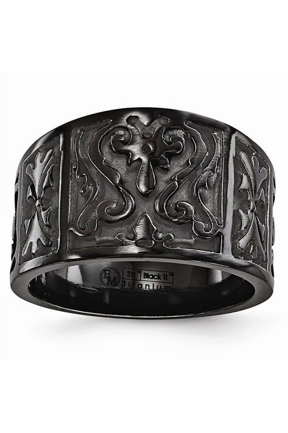 Edward Mirell Black Ti Flat Casted Design 14mm Ring