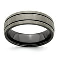 thumbnail image 1 of Edward Mirell Black Ti Grooves and Textured Lines 7mm Band, 1 of 7