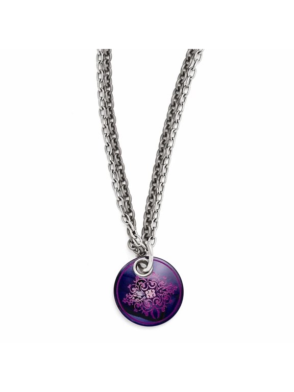 Edward Mirell Black Ti Pink Anodized Sterling Silver With 2in ext Necklac
