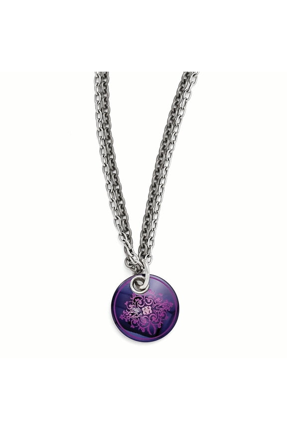 Edward Mirell Black Ti Pink Anodized & Sterling Silver w/ 2in ext Necklac