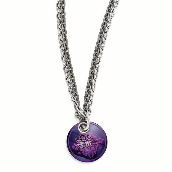 Edward Mirell Black Ti Pink Anodized & Sterling Silver w/ 2in ext Necklac