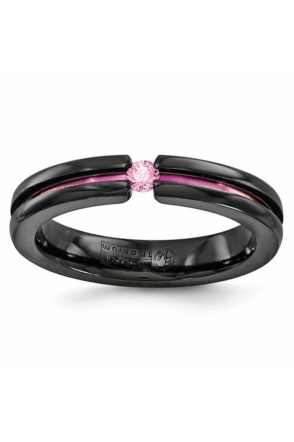 Black Ti Pink Sapphire & Pink Anodized 4mm Band Size 8