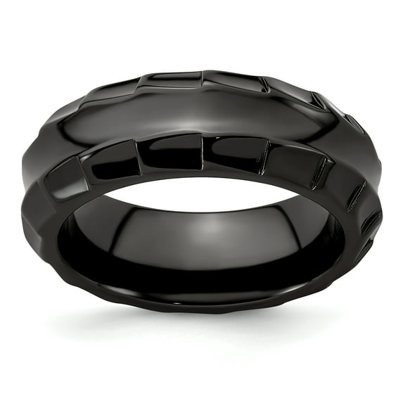 Edward Mirell Black Ti Polished Faceted Edges 8mm Ring