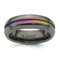 thumbnail image 1 of Edward Mirell Black Ti Rainbow Anodized Center Polished 7mm Band, 1 of 6