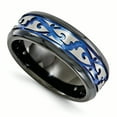thumbnail image 1 of Edward Mirell Black Ti Scroll Pattern Blue Anodized 9mm Band EMR110, 1 of 7