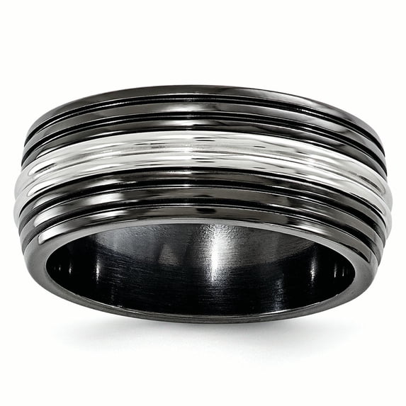 Edward Mirell Black Ti Stainless Steel Polished 9mm Band EMR226