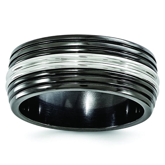 Edward Mirell Black Ti Stainless Steel Polished 9mm Band EMR226