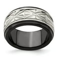thumbnail image 1 of Edward Mirell Black Ti & Sterling Silver Inlay Polished Fancy Design Ring, 1 of 8