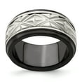 thumbnail image 1 of Edward Mirell Black Ti & Sterling Silver Inlay Polished Fancy Design Ring, 1 of 7