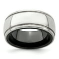 thumbnail image 1 of Edward Mirell Black Ti & Sterling Silver Polished Domed Milgrain Ring, 1 of 7