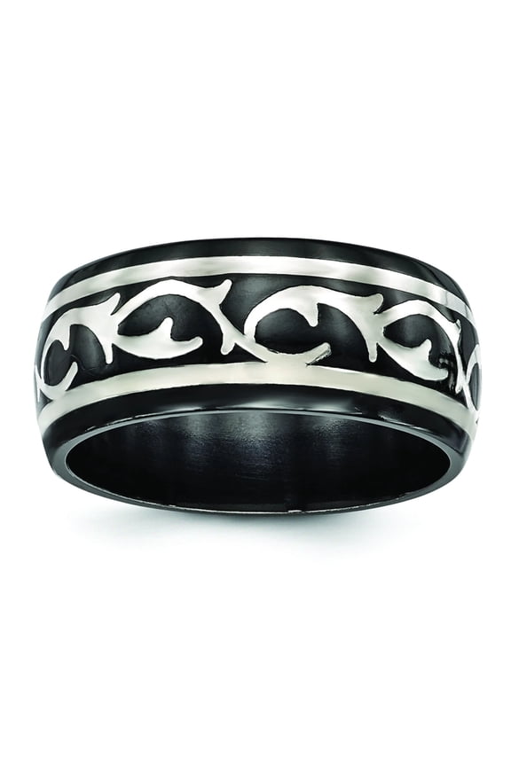 Edward Mirell Black Ti Sterling Silver Polished Thorn Ring EMR277