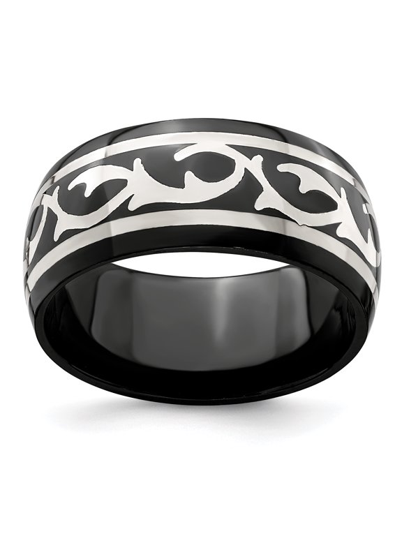 Edward Mirell Black Ti & Sterling Silver Polished Thorn Ring