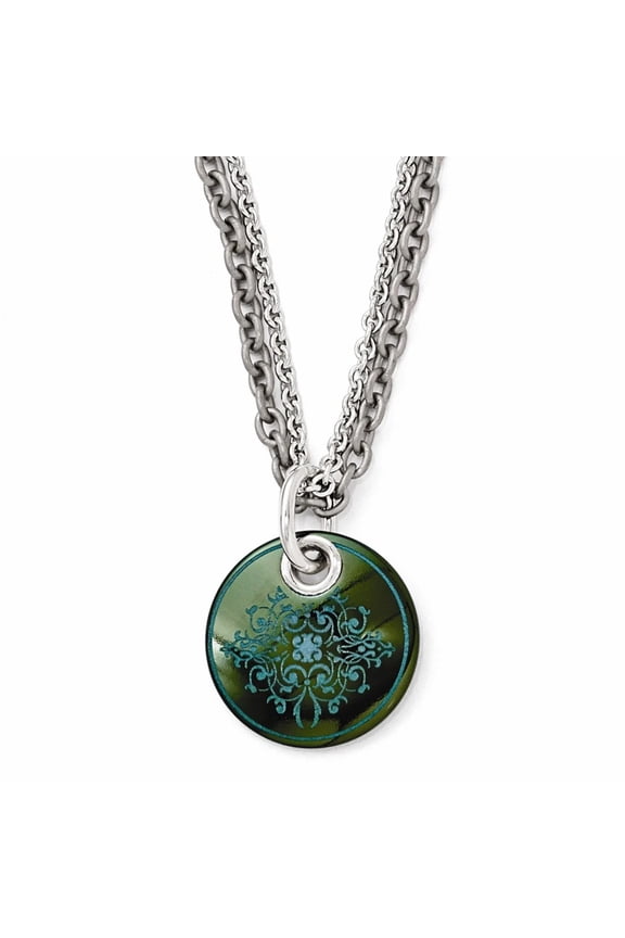 Edward Mirell Black Ti Teal Anodized Sterling Silver With 2in ext. Necklace