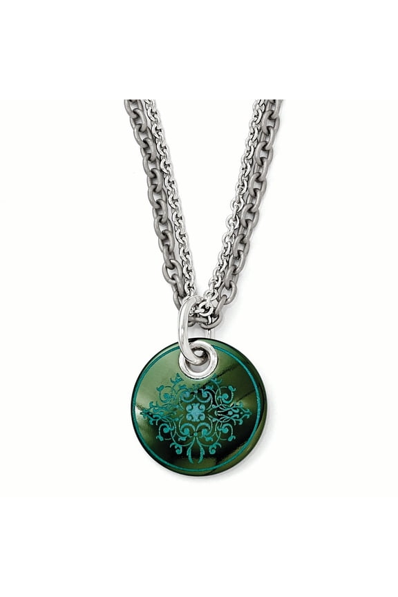 Black Ti Teal Anodized & Sterling Silver w/ 2in ext. Necklace