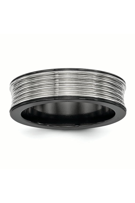 Edward Mirell Black Ti Titanium Polished Grooved Concave Ring EMR290