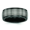thumbnail image 1 of Edward Mirell Black Ti and Titanium Polished Grooved Step Edge 9mm Band, 1 of 7