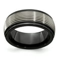 thumbnail image 1 of Edward Mirell Black Ti & Titanium Polished Grooved Ring, 1 of 7