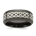 thumbnail image 1 of Edward Mirell Black Ti and Argentium Sterling Silver Inlay Polished Celtic Design 9mm Flat Band, 1 of 6