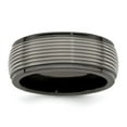 thumbnail image 1 of Edward Mirell Black Ti and Titanium Polished Grooved Step Edge 9mm Band, 1 of 7