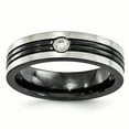 thumbnail image 1 of Edward Mirell Black Ti w/Grey Border .10ct Dia w/Sterling Silver Bezel Band, 1 of 5
