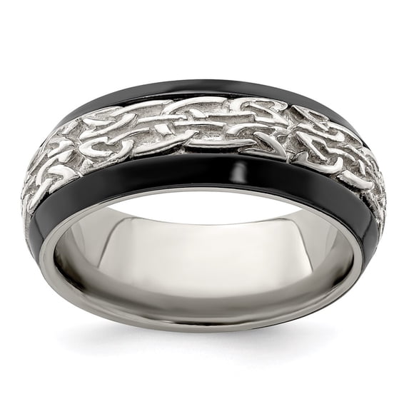 Edward Mirell Black Ti w/Sterling Silver Casted 9mm Band
