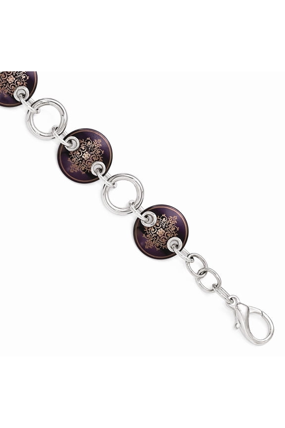 Edward Mirell Black Titanium & 925 Sterling Silver Anodized Copper Color Chain Bracelet; for Adults and Teens; for Women and Men