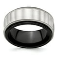 thumbnail image 1 of Edward Mirell Black Titanium & 925 Sterling Silver Brushed & Polished Milgrain Ring Size: 11; for Adults and Teens; for Women and Men, 1 of 7