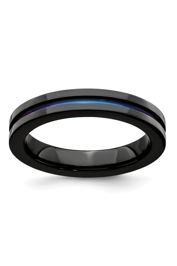 Edward Mirell Black Titanium Anodized 4mm Band Size: 5; for Adults and Teens; for Women and Men