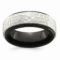 thumbnail image 1 of Edward Mirell Black Titanium Argentinium 925 Sterling Silver Hammered 8mm Band Size: 8; for Adults and Teens; for Women and Men, 1 of 1