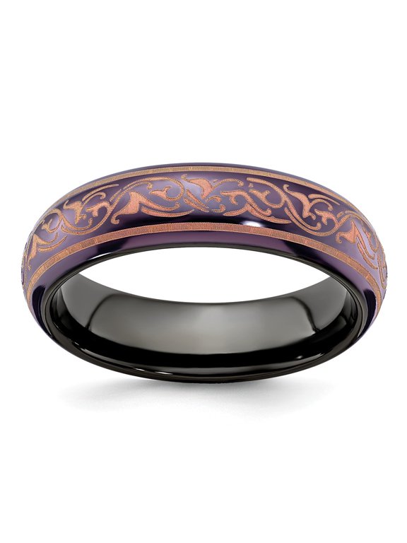 Edward Mirell Black Titanium Domed Anodized Copper Color 6mm Band Size: 8; for Adults and Teens; for Women and Men