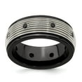 thumbnail image 1 of Edward Mirell Black Titanium & Titanium Polished & Spinel Grooved Ring Size: 12; for Adults and Teens; for Women and Men, 1 of 7