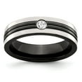 thumbnail image 1 of Edward Mirell Black Titanium With Grey Border .10ct Dia With 925 Sterling Silver Bezel Band Size: 9; for Adults and Teens; for Women and Men, 1 of 1