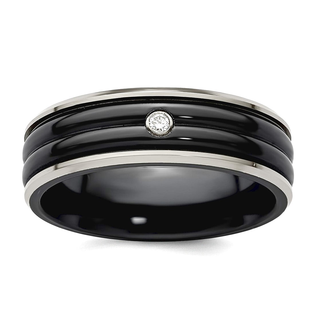 Edward Mirell Black Titanium With Grey Titanium Edge .03 Carat Diamond ...